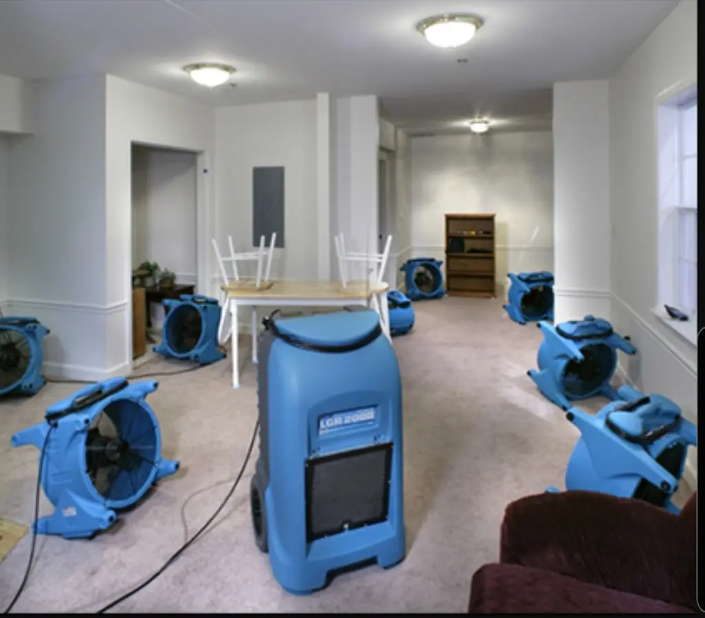 Air movers and dehumidifier setup for Water Extraction & Removal in Springboro