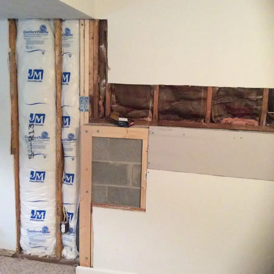 Wall insulation replacement during Basement Flood Cleanup in Springboro